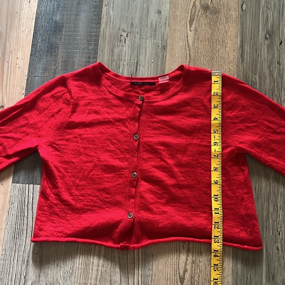 BRAZEAU TRICOT Red Cashmere Crop Sweater Size: 2 - Picture 11 of 16